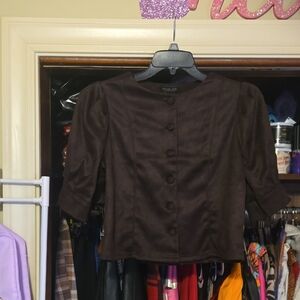 Rachel Zoe Brown Suede Puff Sleeved Top